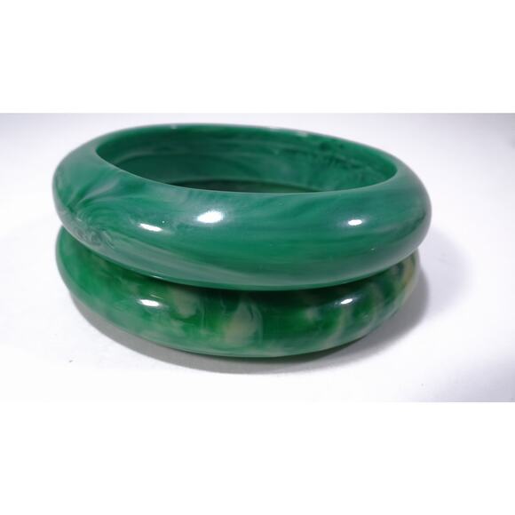 Neiman Marcus Lee Angel Resin Swirl Chunky Bangle Bracelet Set of 2 PCS NWT 189 - Picture 1 of 7